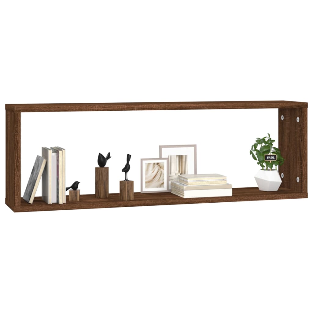 Seinäkuutiohyllyt 4 kpl ruskea tammi 80x15x26,5 cm tekninen puu - Sisustajankoti.fi