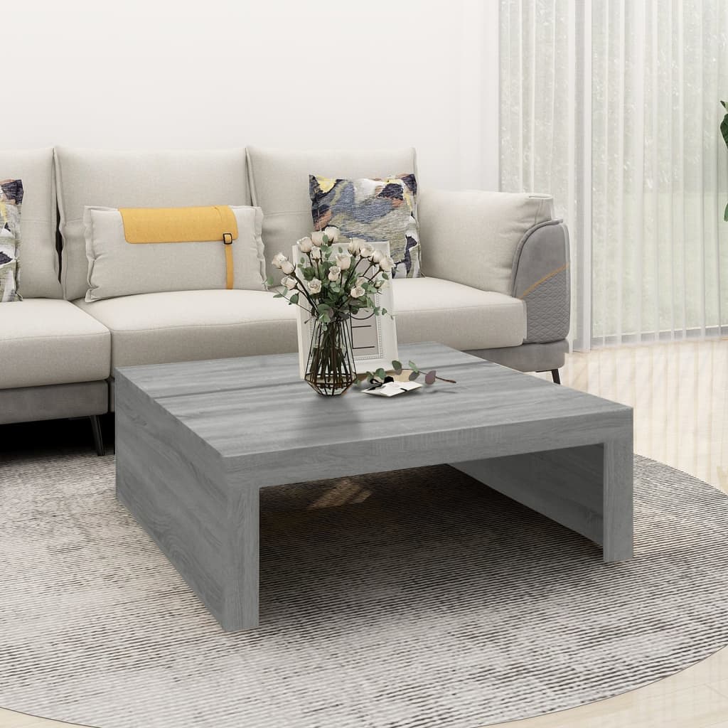 Sohvapöytä harmaa Sonoma 100x100x35 cm tekninen puu - Sisustajankoti.fi