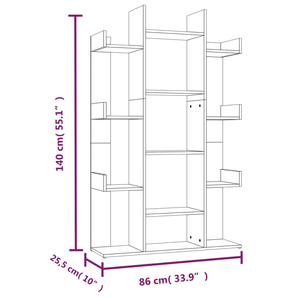 Kirjahylly ruskea tammi 86x25,5x140 cm tekninen puu - Sisustajankoti.fi
