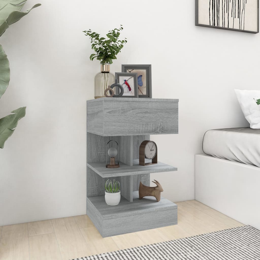 Yöpöydät 2 kpl harmaa Sonoma 40x35x65 cm tekninen puu - Sisustajankoti.fi