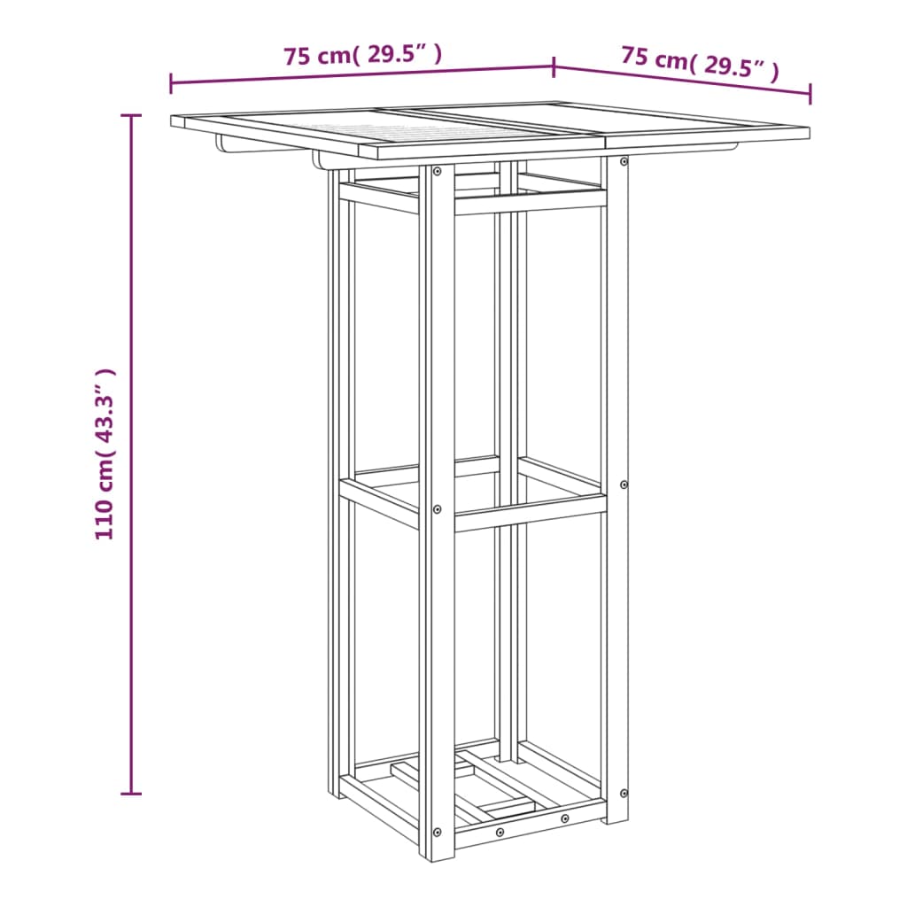 Bistropöytä 75x75x110 cm täysi akaasiapuu - Sisustajankoti.fi
