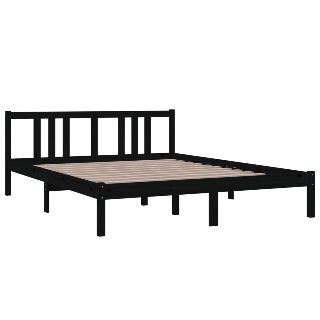 Sängynrunko musta täysi puu 150x200 cm 5FT King Size - Sisustajankoti.fi