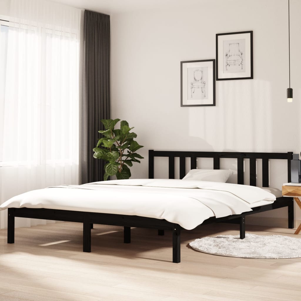 Sängynrunko musta täysi puu 150x200 cm 5FT King Size - Sisustajankoti.fi