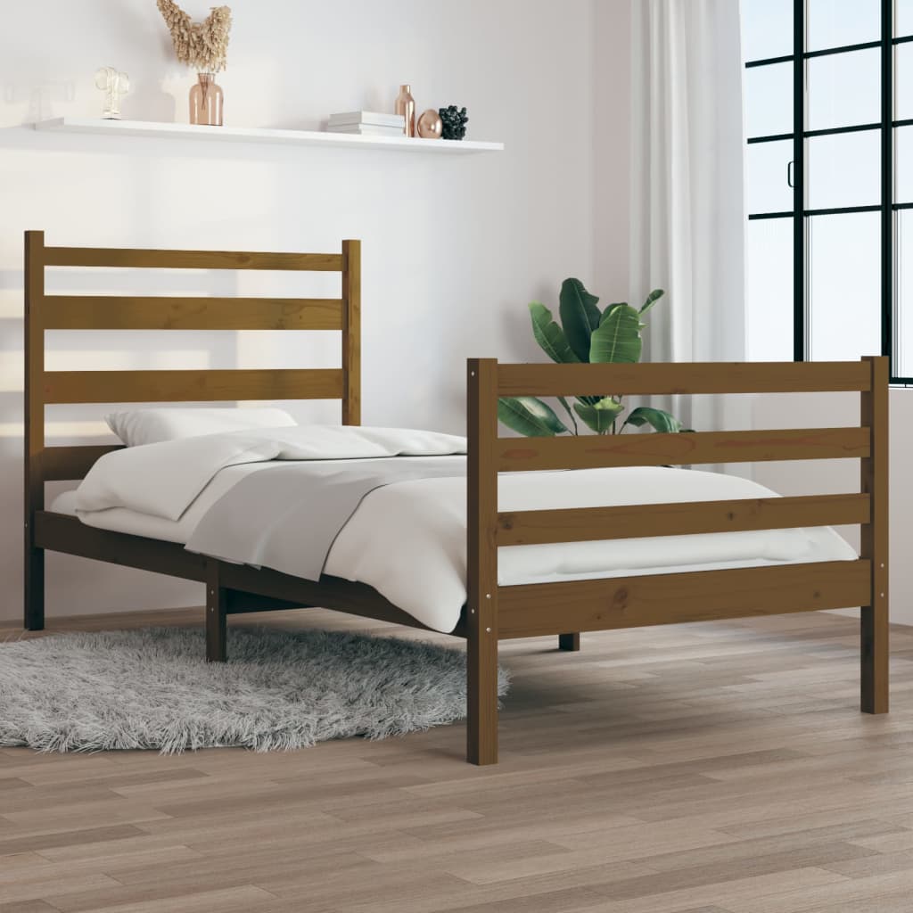 Sängynrunko täysi mänty 100x200 cm hunajanruskea - Sisustajankoti.fi