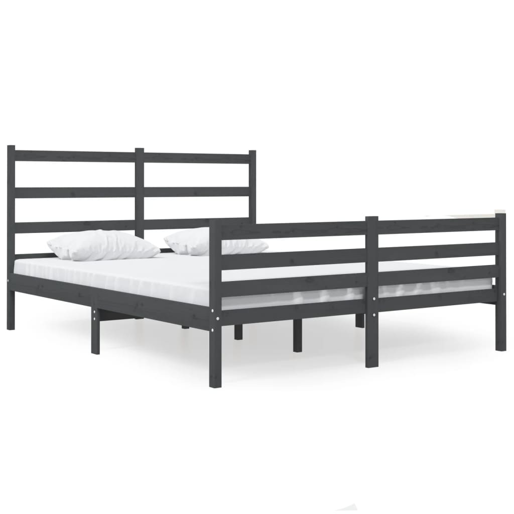 Sängynrunko harmaa täysi mänty 150x200 cm 5FT King Size - Sisustajankoti.fi