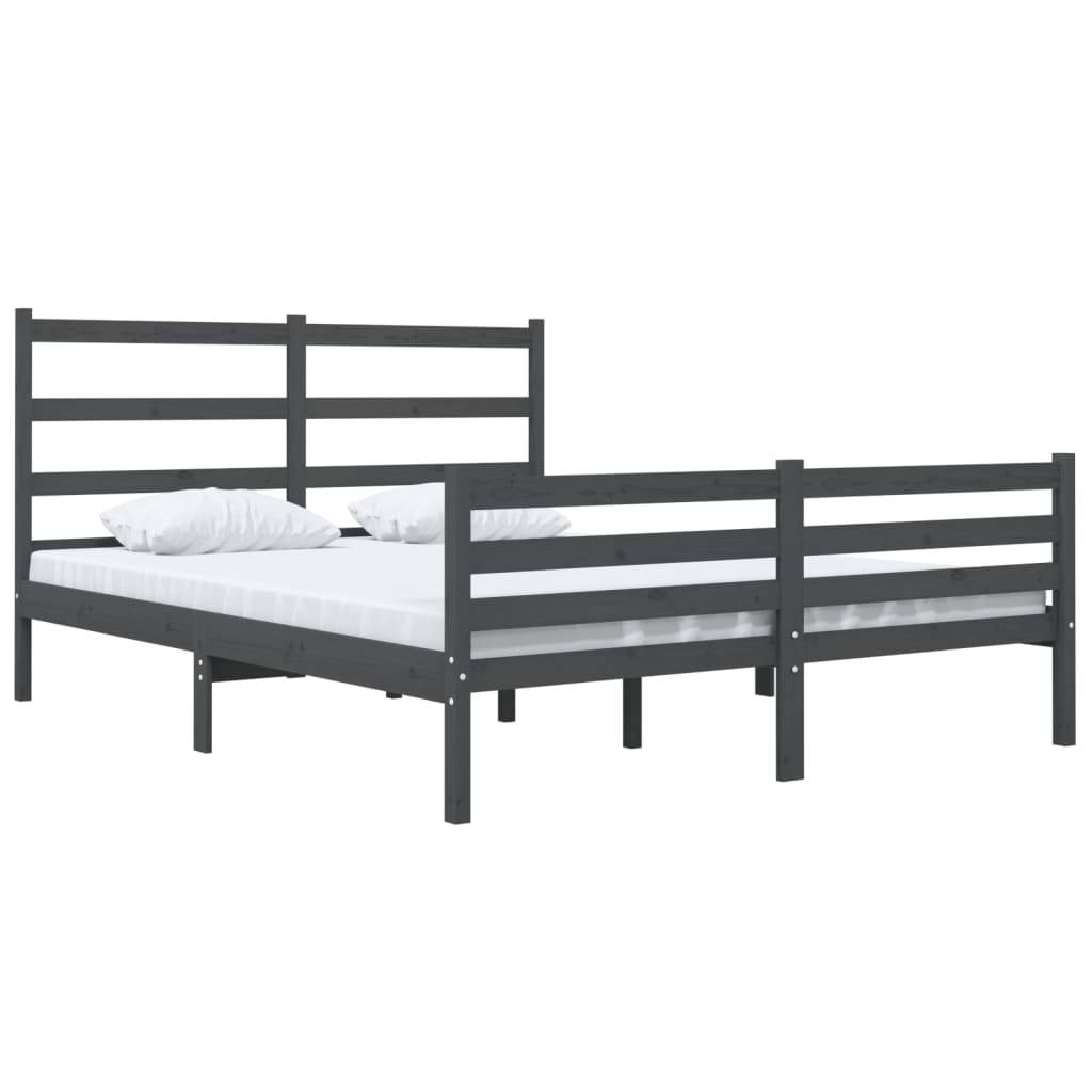 Sängynrunko harmaa täysi mänty 150x200 cm 5FT King Size - Sisustajankoti.fi