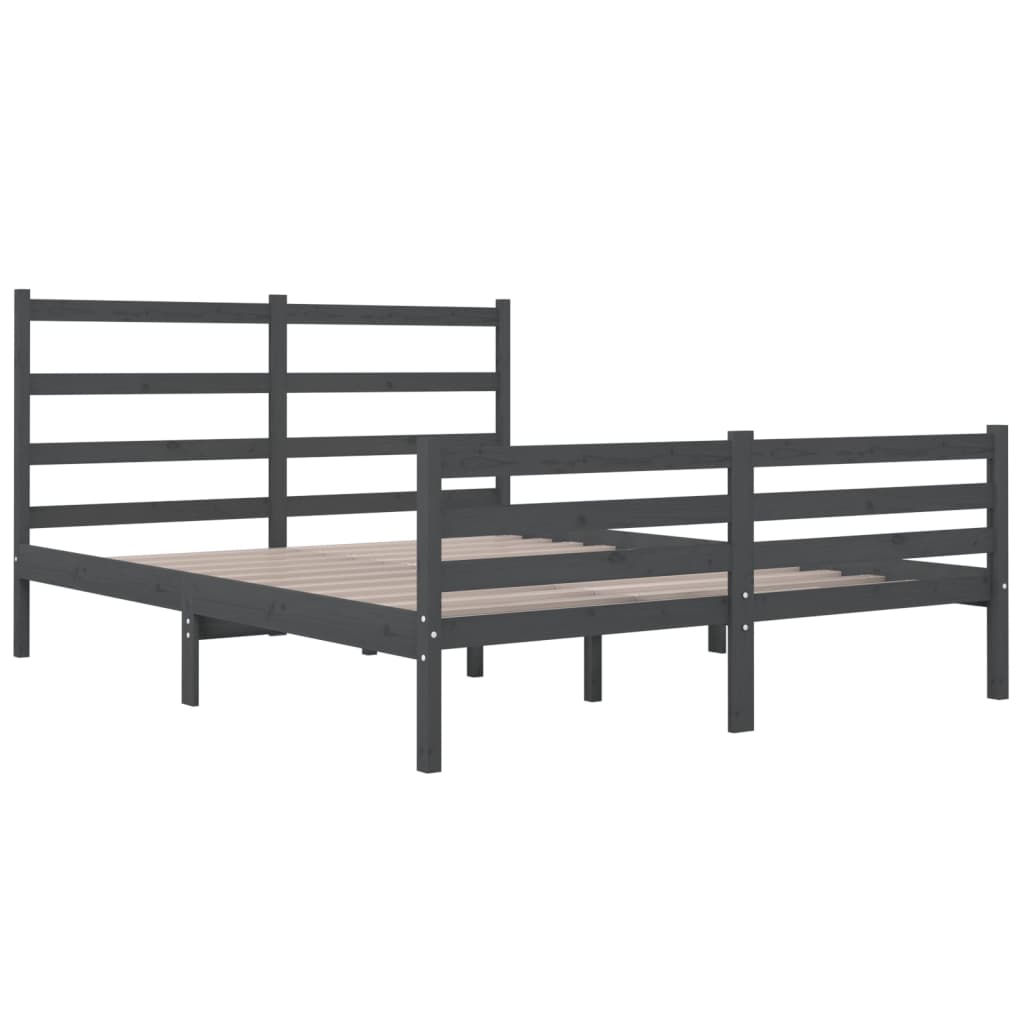 Sängynrunko harmaa täysi mänty 150x200 cm 5FT King Size - Sisustajankoti.fi