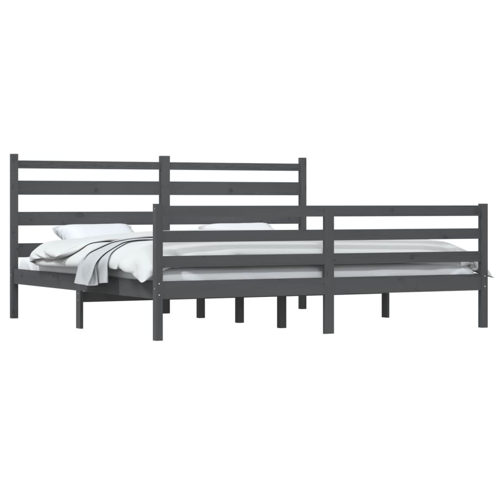 Sängynrunko täysi mänty 200x200 cm harmaa - Sisustajankoti.fi