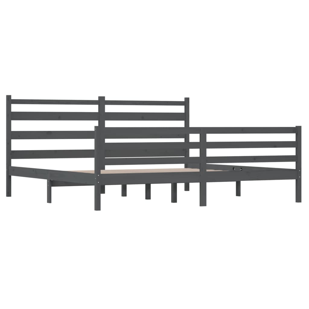 Sängynrunko täysi mänty 200x200 cm harmaa - Sisustajankoti.fi