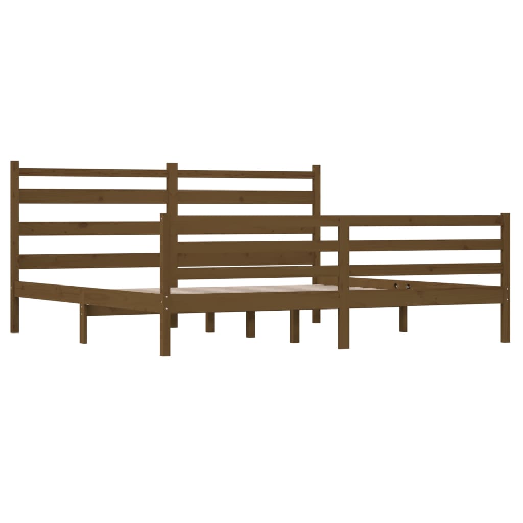 Sängynrunko täysi mänty 200x200 cm hunajanruskea - Sisustajankoti.fi