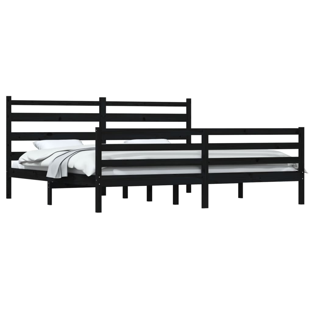 Sängynrunko täysi mänty 200x200 cm musta - Sisustajankoti.fi