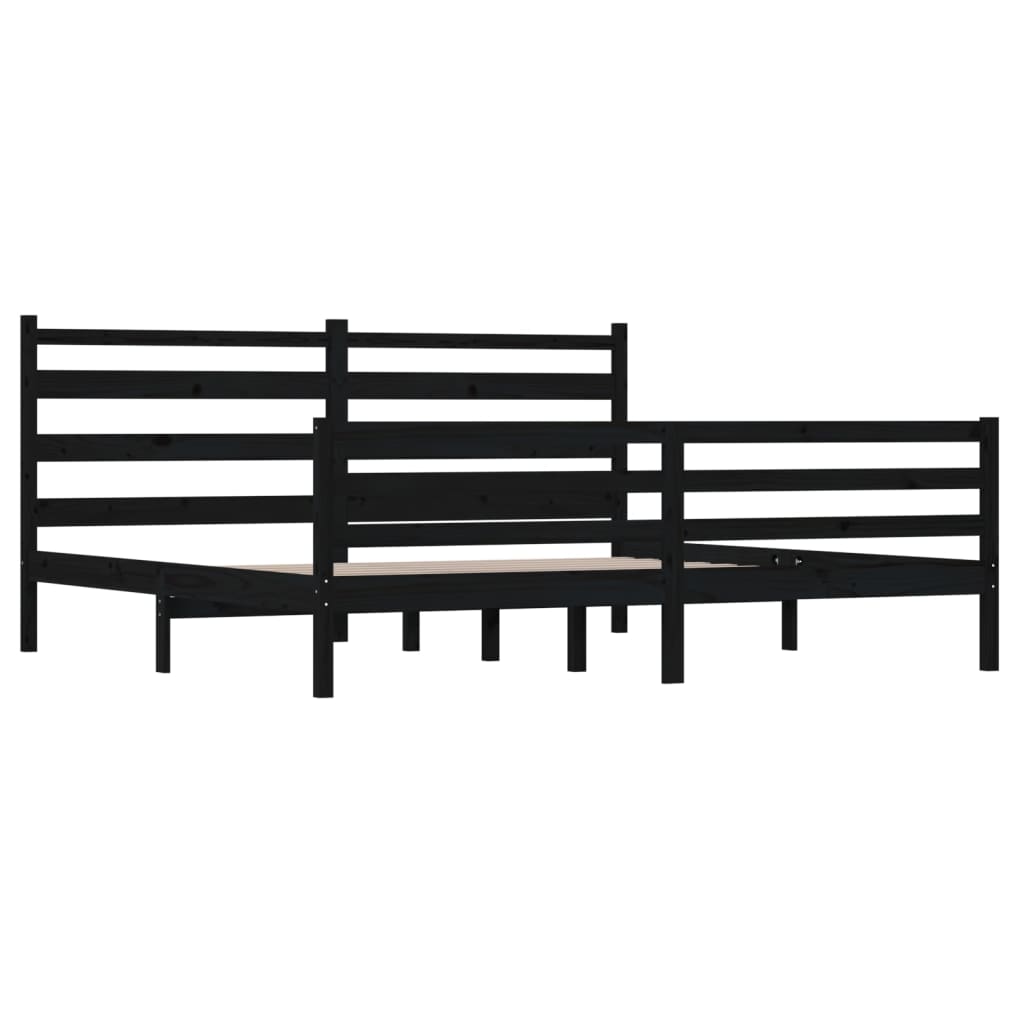 Sängynrunko täysi mänty 200x200 cm musta - Sisustajankoti.fi