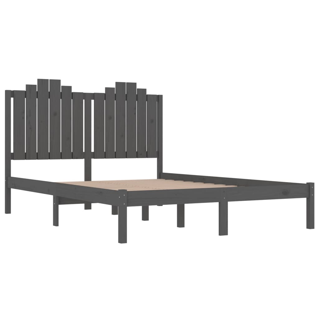Sängynrunko harmaa täysi mänty 150x200 cm 5FT King Size - Sisustajankoti.fi