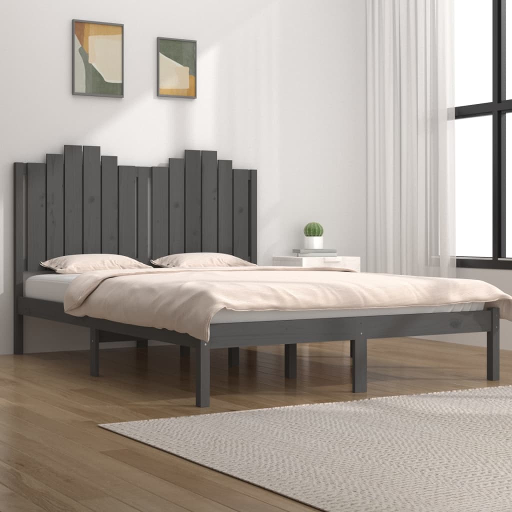 Sängynrunko harmaa täysi mänty 150x200 cm 5FT King Size - Sisustajankoti.fi