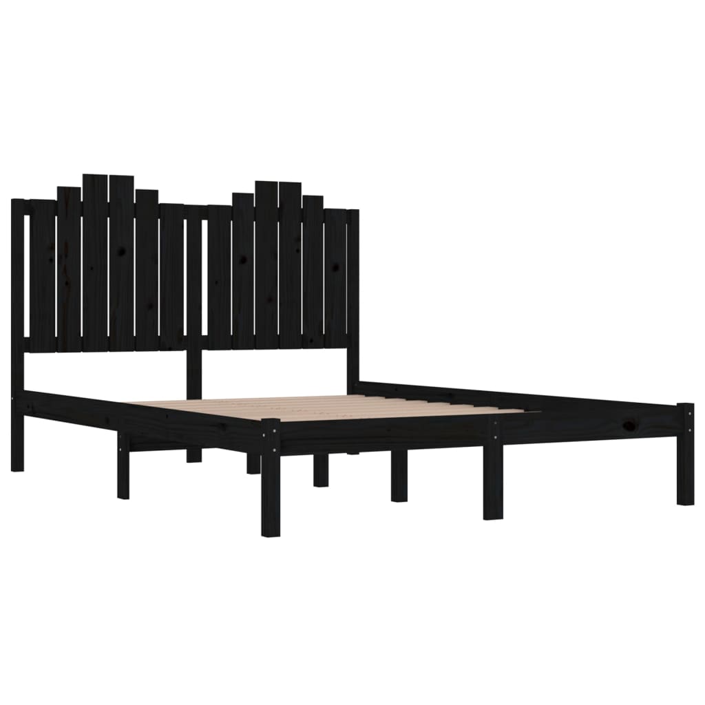 Sängynrunko musta täysi mänty 200x200 cm - Sisustajankoti.fi