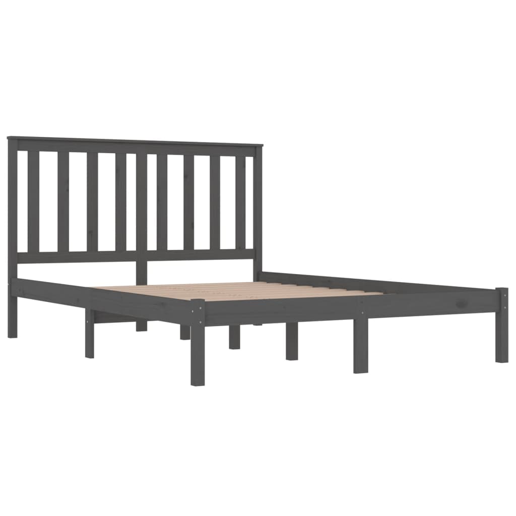 Sängynrunko harmaa täysi mänty 200x200 cm - Sisustajankoti.fi