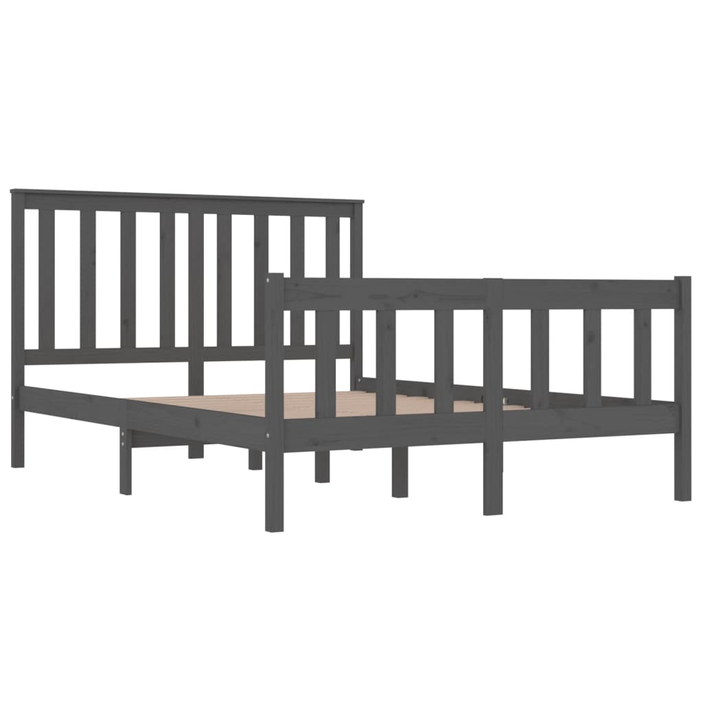 Sängynrunko harmaa täysi mänty 135x190 cm 4FT6 Double - Sisustajankoti.fi
