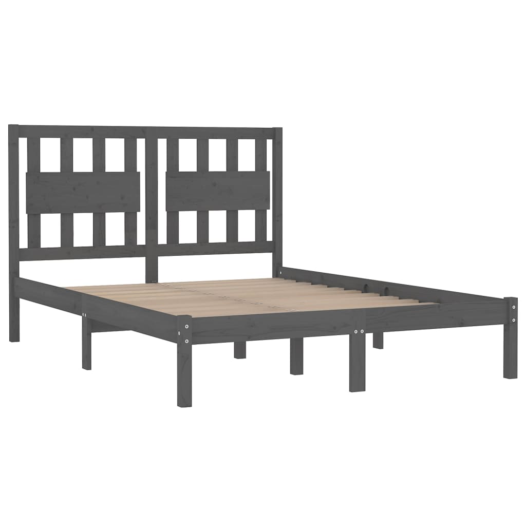 Sängynrunko harmaa täysi mänty 200x200 cm - Sisustajankoti.fi
