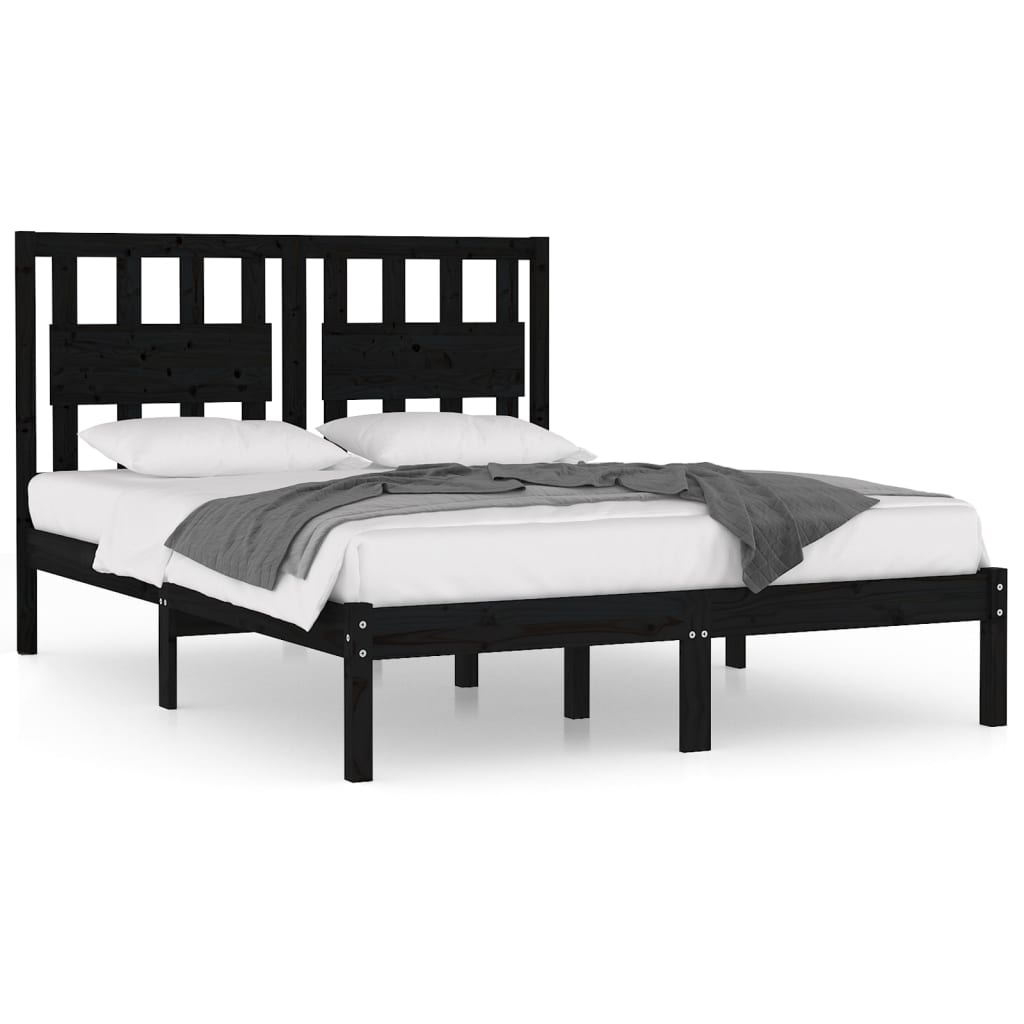 Sängynrunko musta täysi mänty 200x200 cm - Sisustajankoti.fi