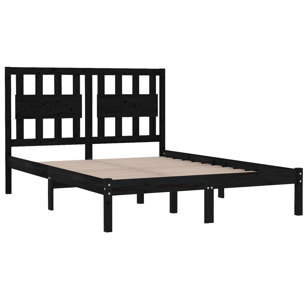 Sängynrunko musta täysi mänty 200x200 cm - Sisustajankoti.fi