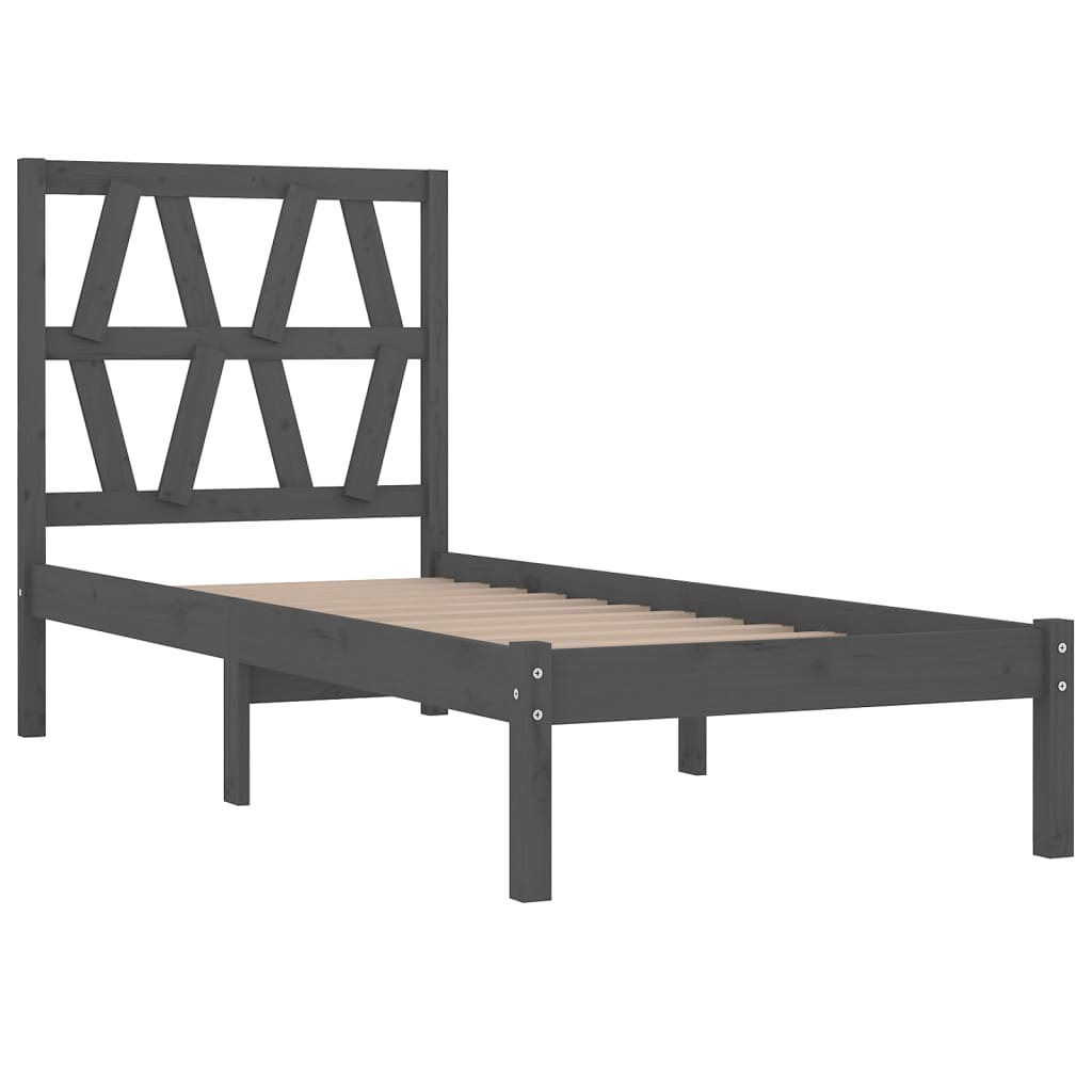 Sängynrunko harmaa täysi mänty 100x200 cm - Sisustajankoti.fi