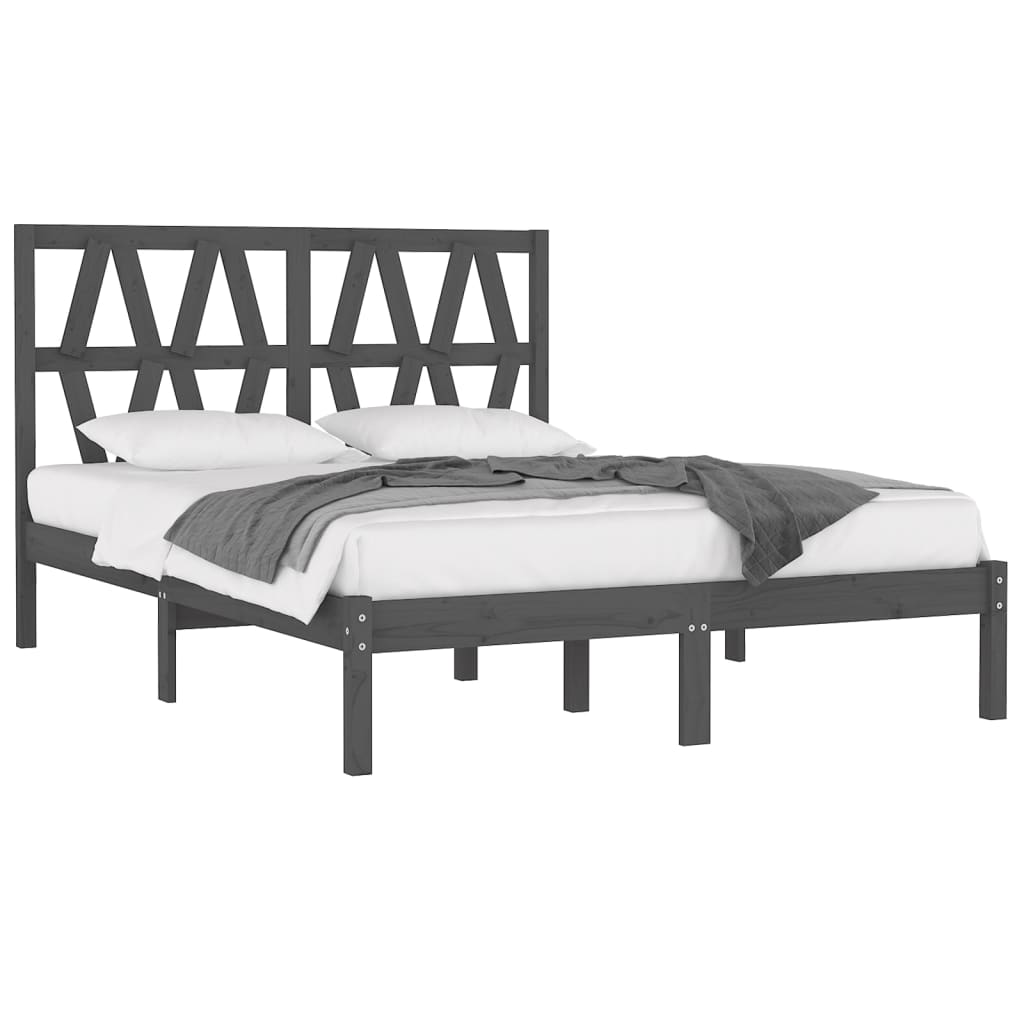 Sängynrunko harmaa täysi mänty 150x200 cm 5FT King Size - Sisustajankoti.fi