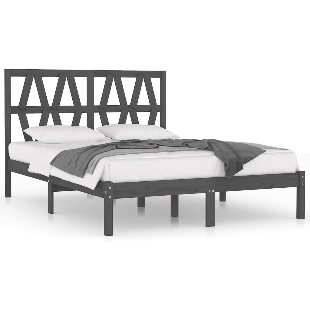 Sängynrunko harmaa täysi mänty 200x200 cm - Sisustajankoti.fi