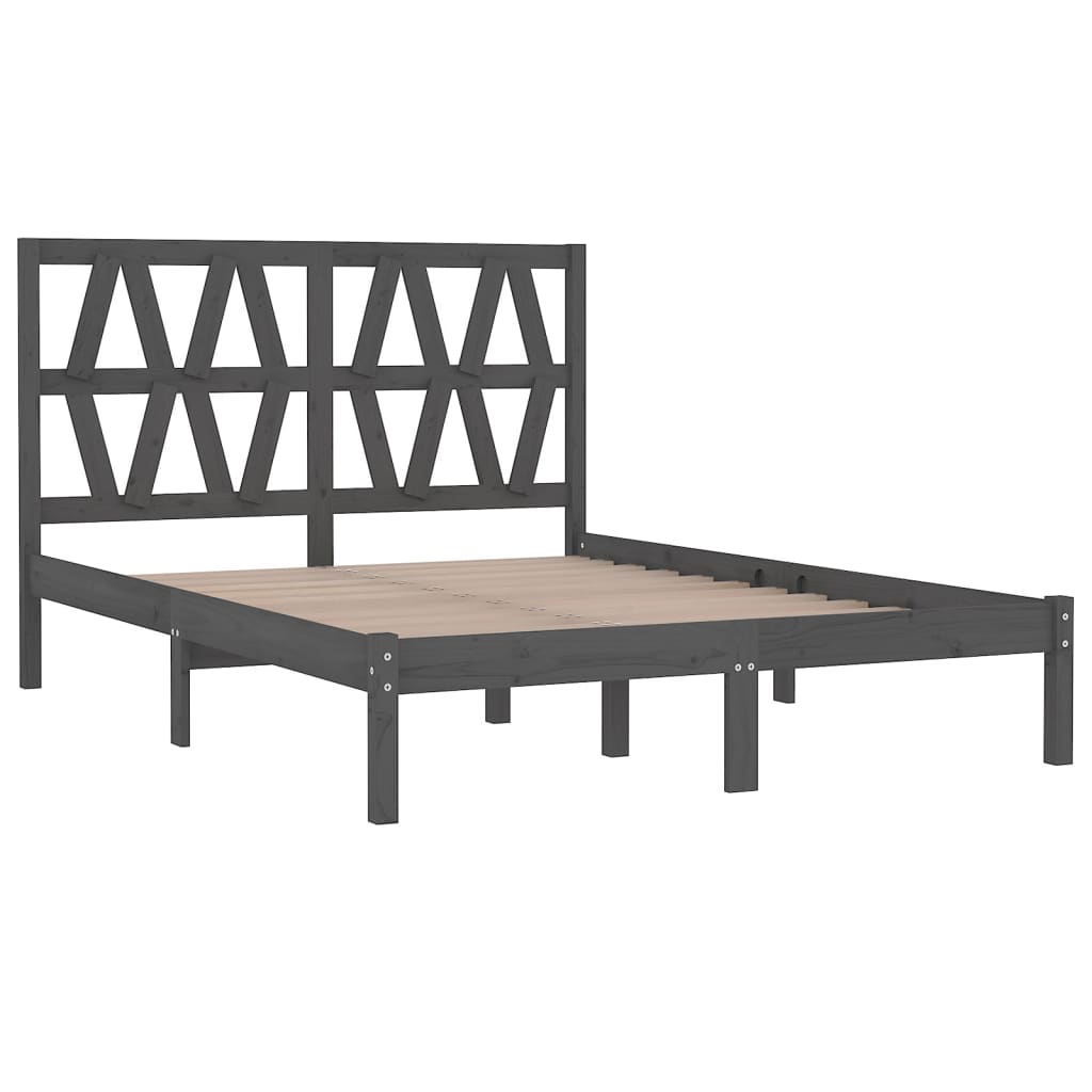 Sängynrunko harmaa täysi mänty 200x200 cm - Sisustajankoti.fi
