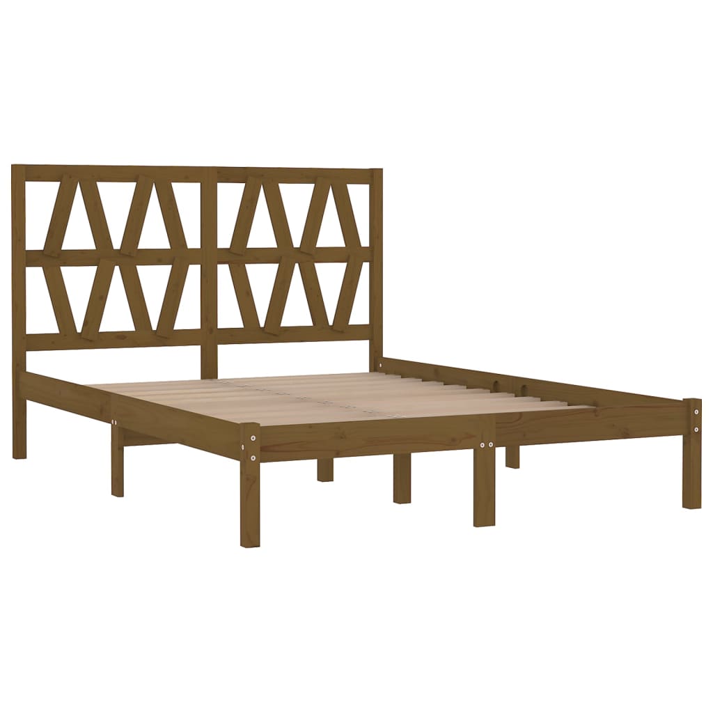 Sängynrunko hunajanruskea täysi mänty 200x200 cm - Sisustajankoti.fi