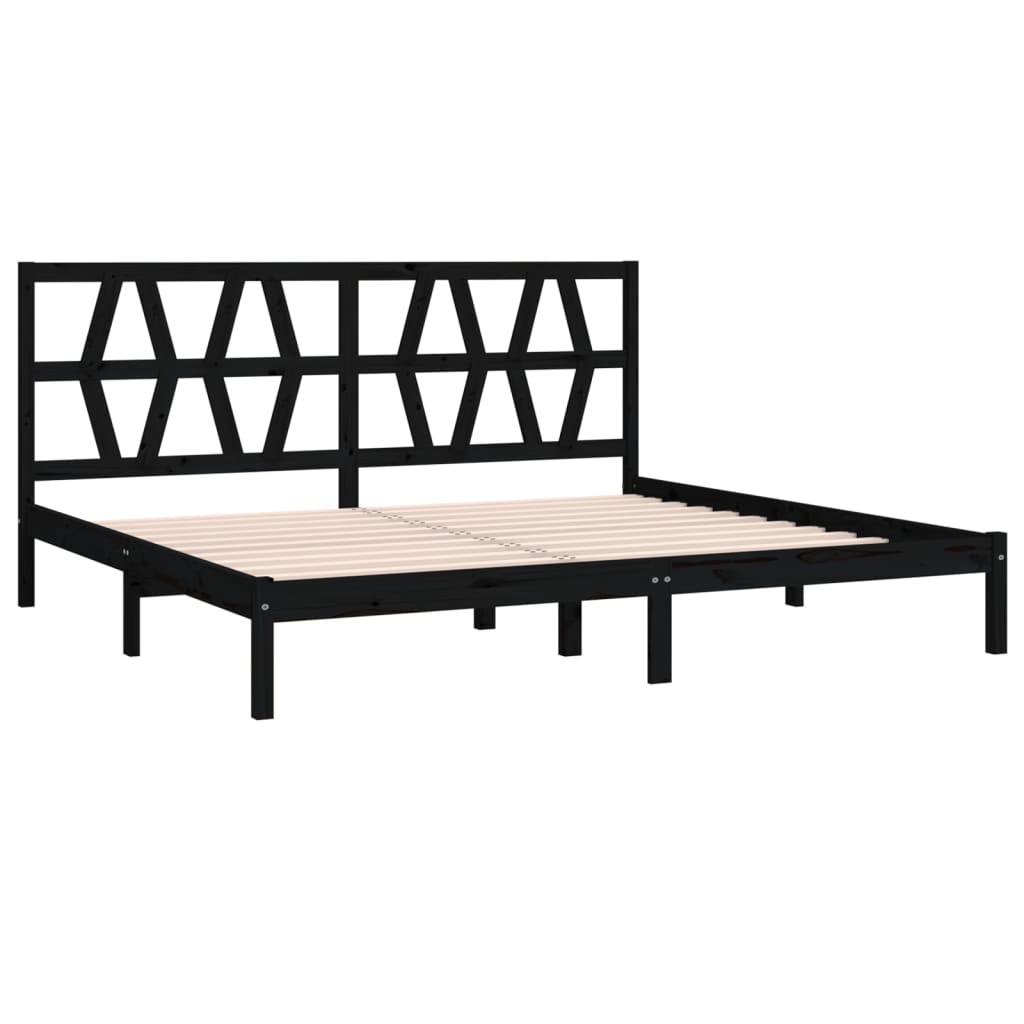Sängynrunko musta täysi mänty 200x200 cm - Sisustajankoti.fi
