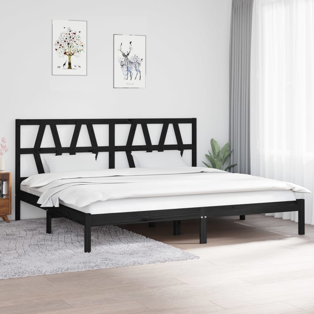 Sängynrunko musta täysi mänty 200x200 cm - Sisustajankoti.fi
