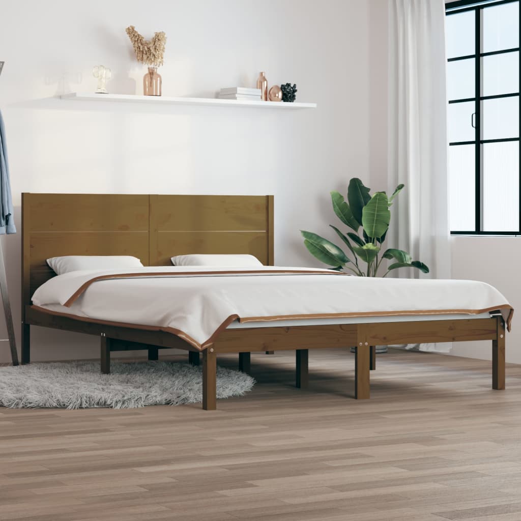 Sängynrunko hunajanruskea täysi mänty 140x190 cm - Sisustajankoti.fi