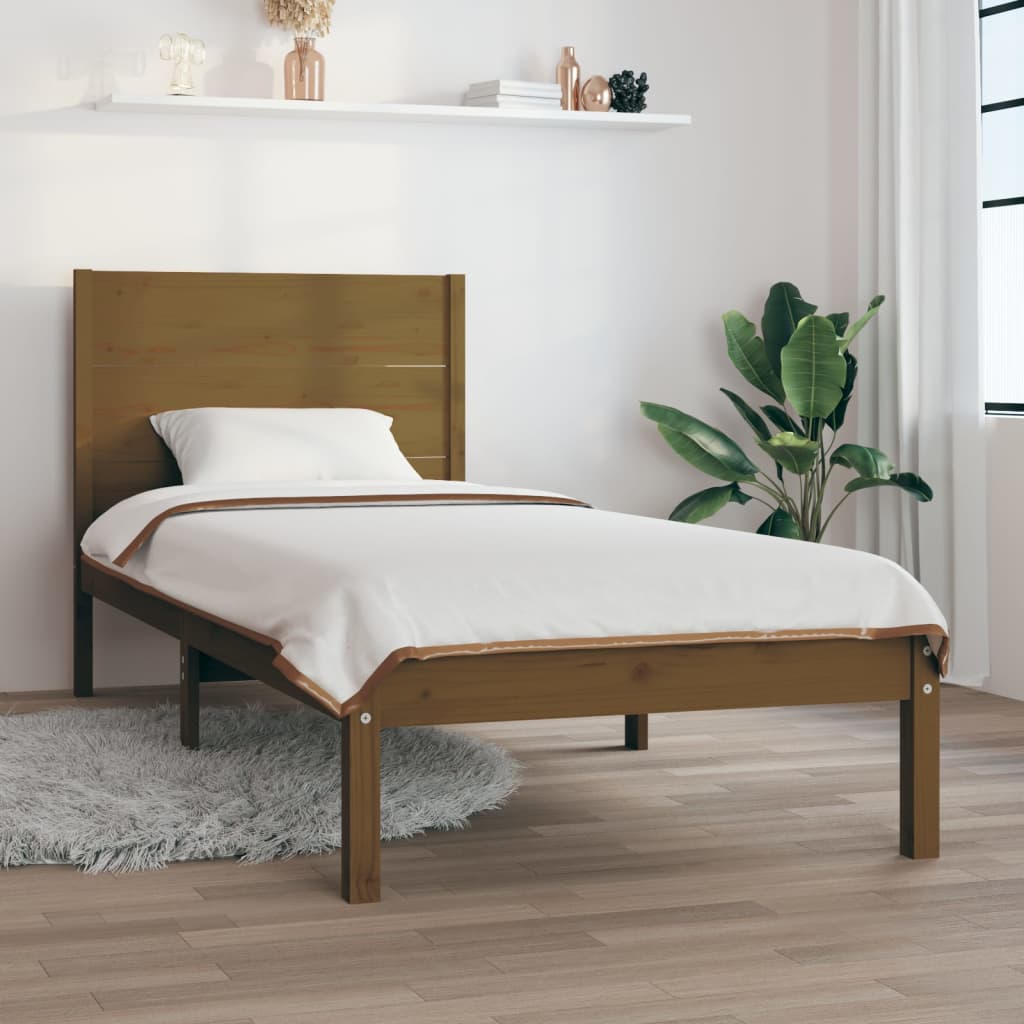 Sängynrunko hunajanruskea täysi mänty 100x200 cm - Sisustajankoti.fi
