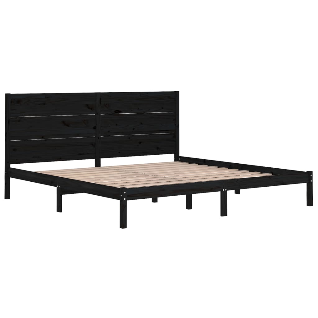 Sängynrunko musta täysi mänty 200x200 cm - Sisustajankoti.fi