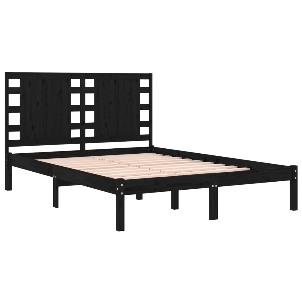Sängynrunko musta täysi mänty 200 x 200 cm - Sisustajankoti.fi