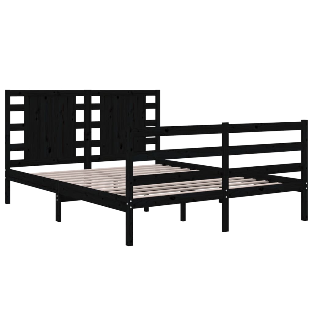 Sängynrunko musta täysi mänty 140x190 cm - Sisustajankoti.fi