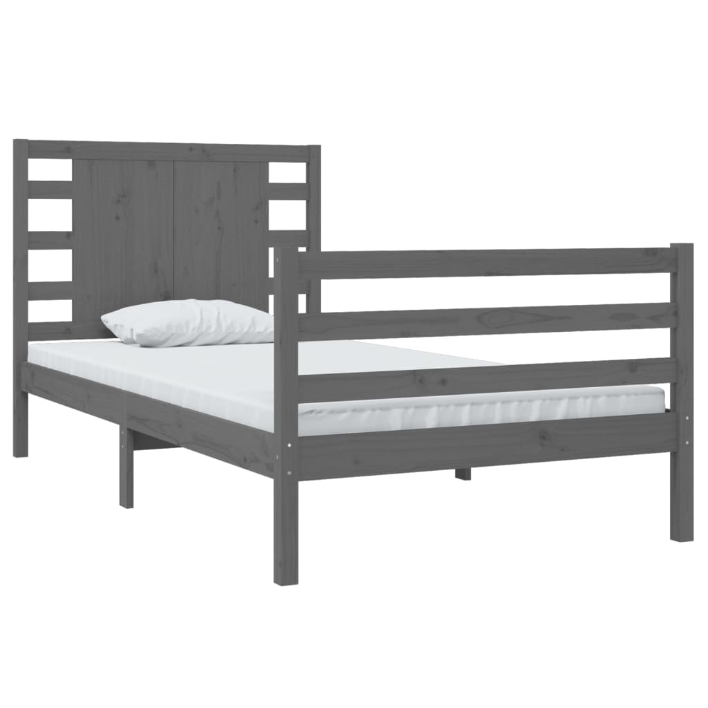 Sängynrunko harmaa täysi mänty 90x200 cm - Sisustajankoti.fi