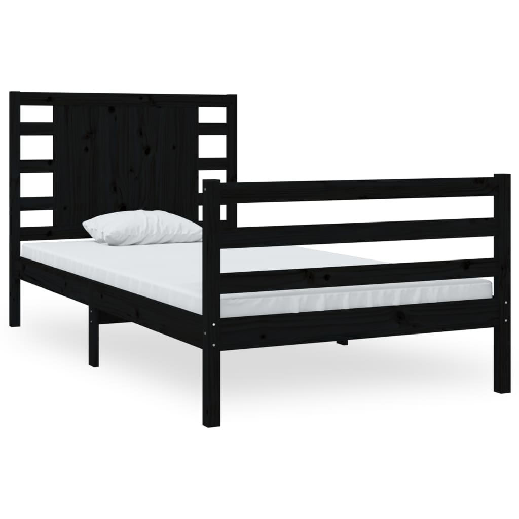 Sängynrunko musta täysi mänty 90x200 cm - Sisustajankoti.fi