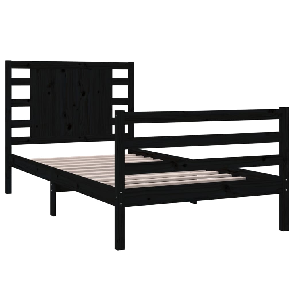 Sängynrunko musta täysi mänty 90x200 cm - Sisustajankoti.fi