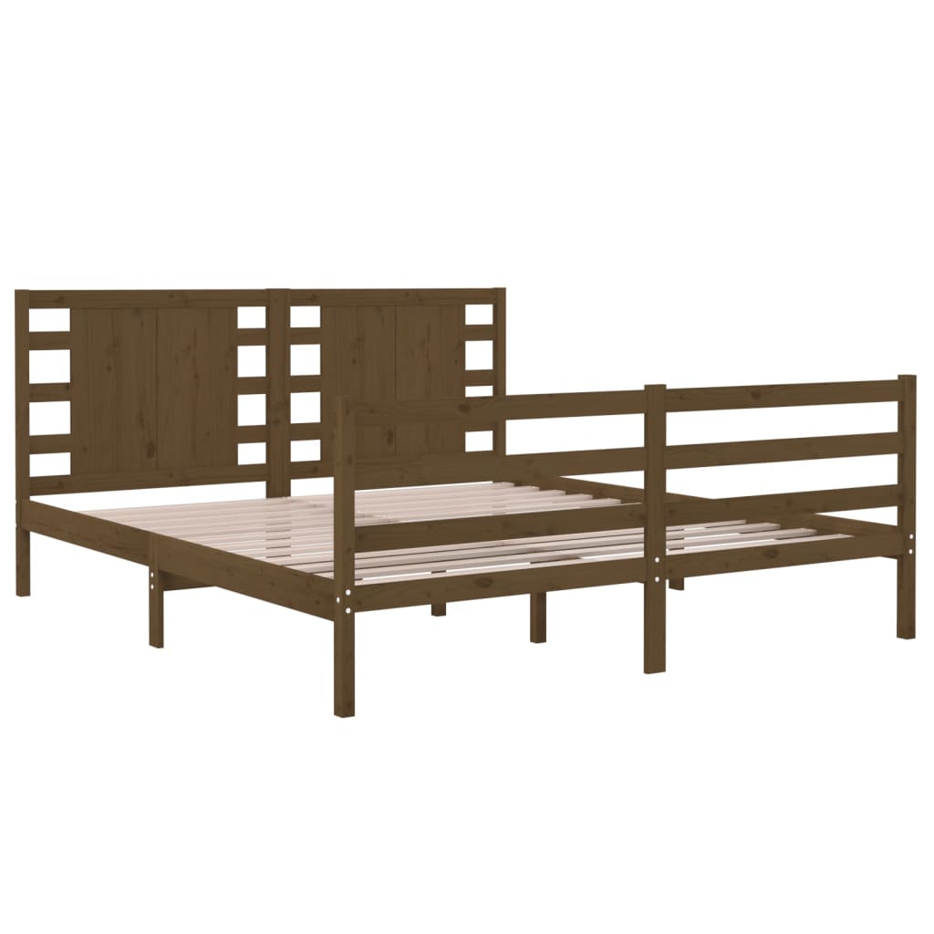 Sängynrunko hunajanruskea täysi mänty 150x200 cm 5FT King Size - Sisustajankoti.fi