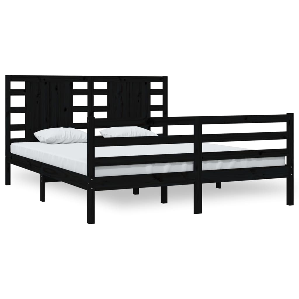 Sängynrunko musta täysi mänty 150x200 cm 5FT King Size - Sisustajankoti.fi