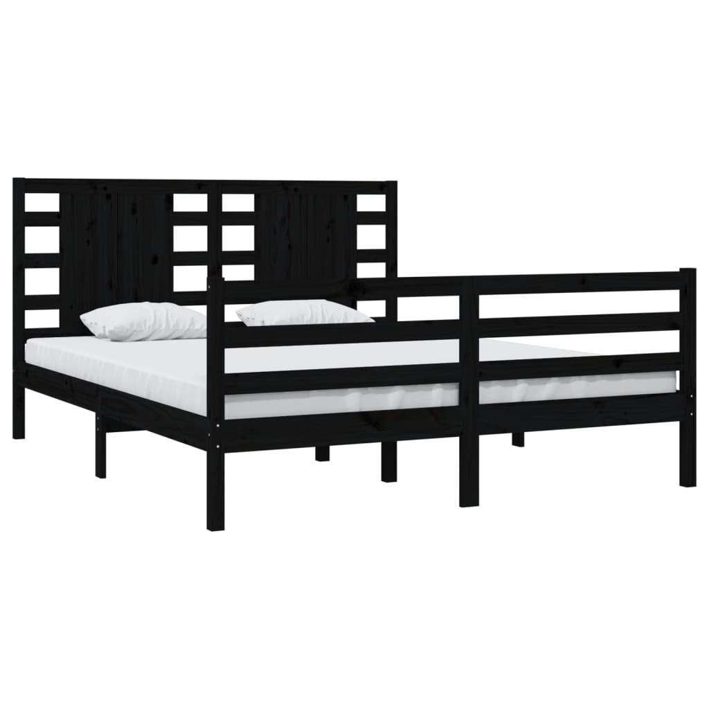 Sängynrunko musta täysi mänty 150x200 cm 5FT King Size - Sisustajankoti.fi