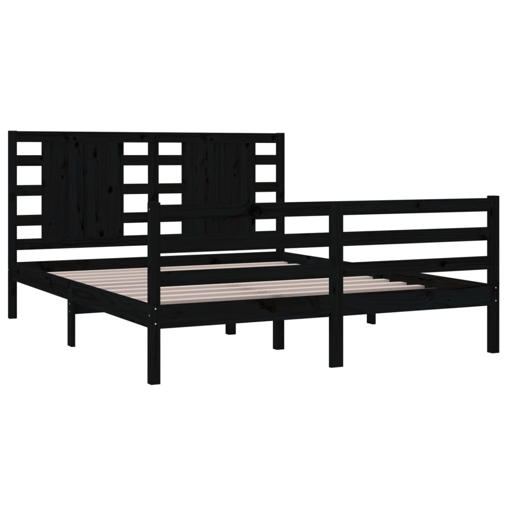 Sängynrunko musta täysi mänty 150x200 cm 5FT King Size - Sisustajankoti.fi