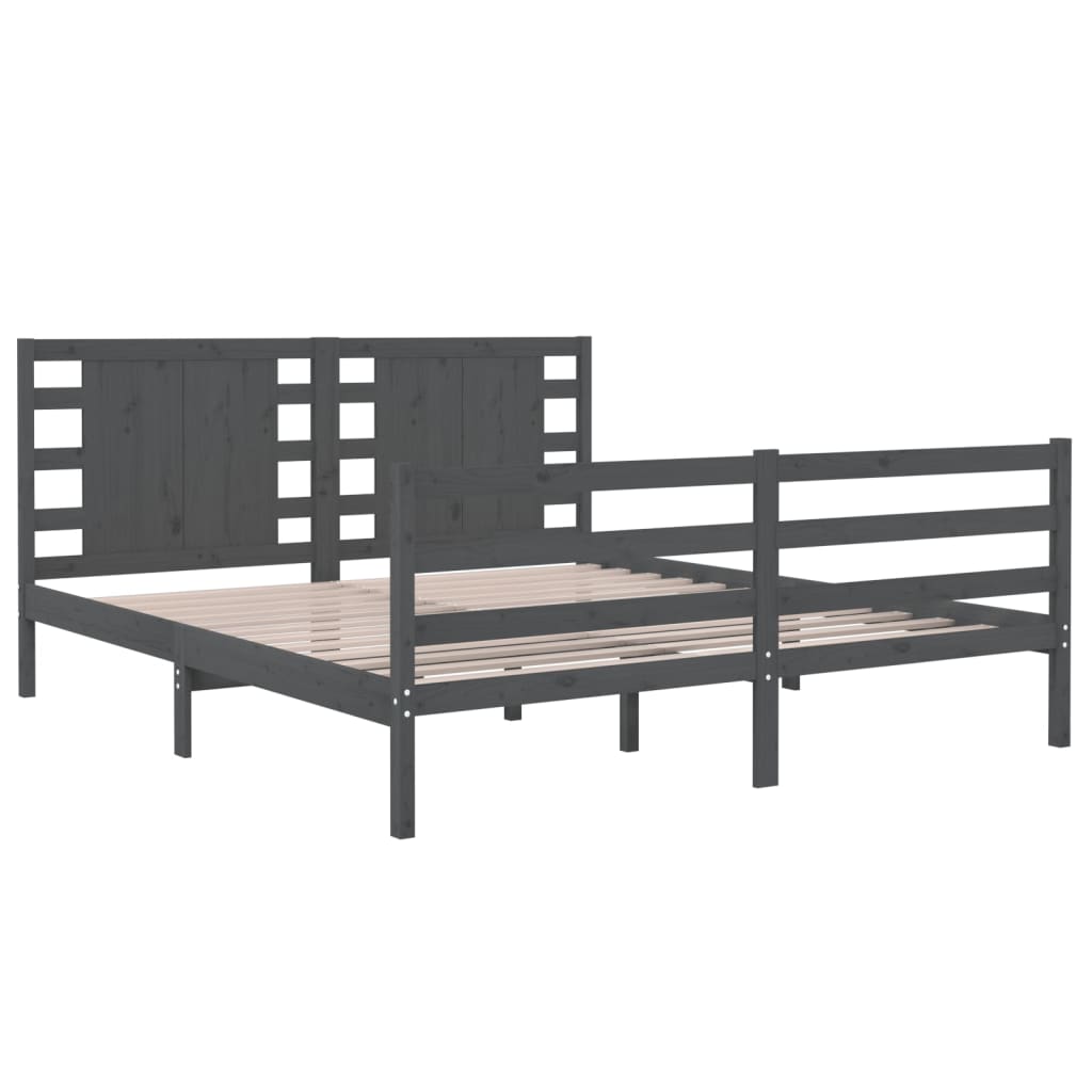 Sängynrunko harmaa täysi mänty 180x200 cm 6FT Super King - Sisustajankoti.fi
