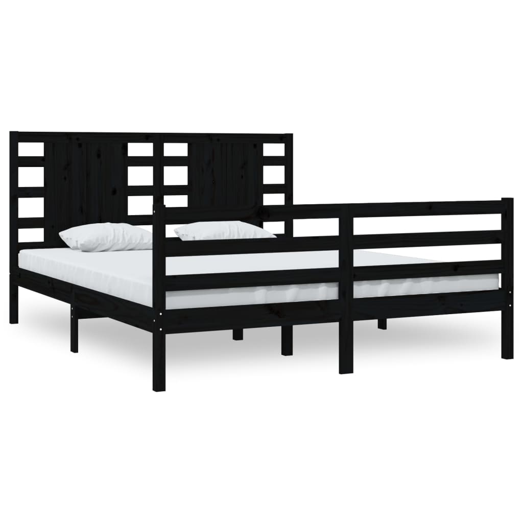 Sängynrunko musta täysi mänty 200 x 200 cm - Sisustajankoti.fi