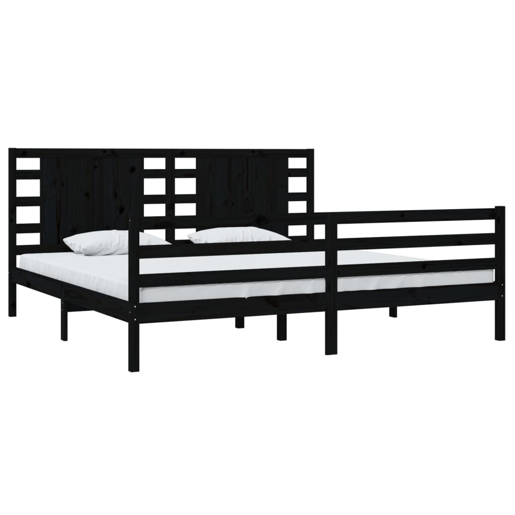 Sängynrunko musta täysi mänty 200 x 200 cm - Sisustajankoti.fi