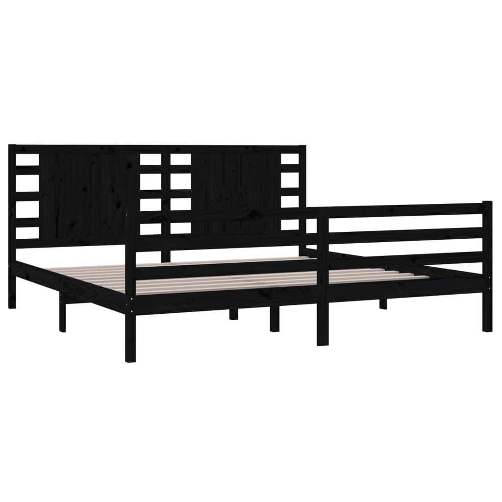 Sängynrunko musta täysi mänty 200 x 200 cm - Sisustajankoti.fi