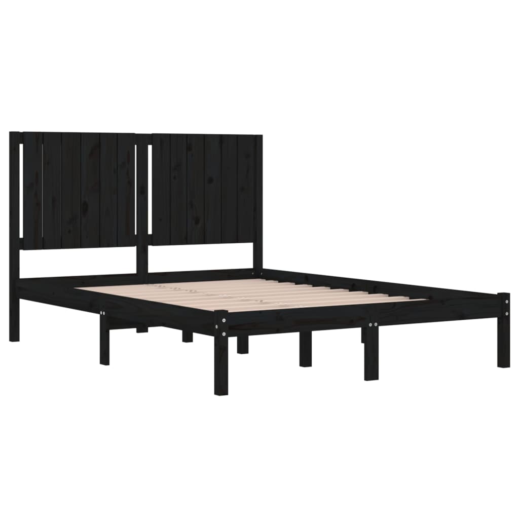 Sängynrunko musta täysi mänty 140x190 cm - Sisustajankoti.fi