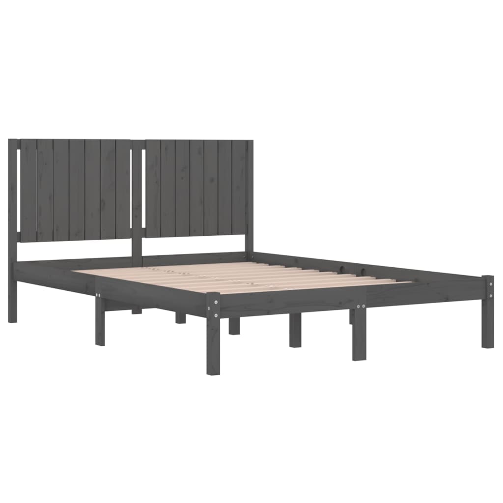 Sängynrunko harmaa täysi puu 150x200 cm 5FT King Size - Sisustajankoti.fi
