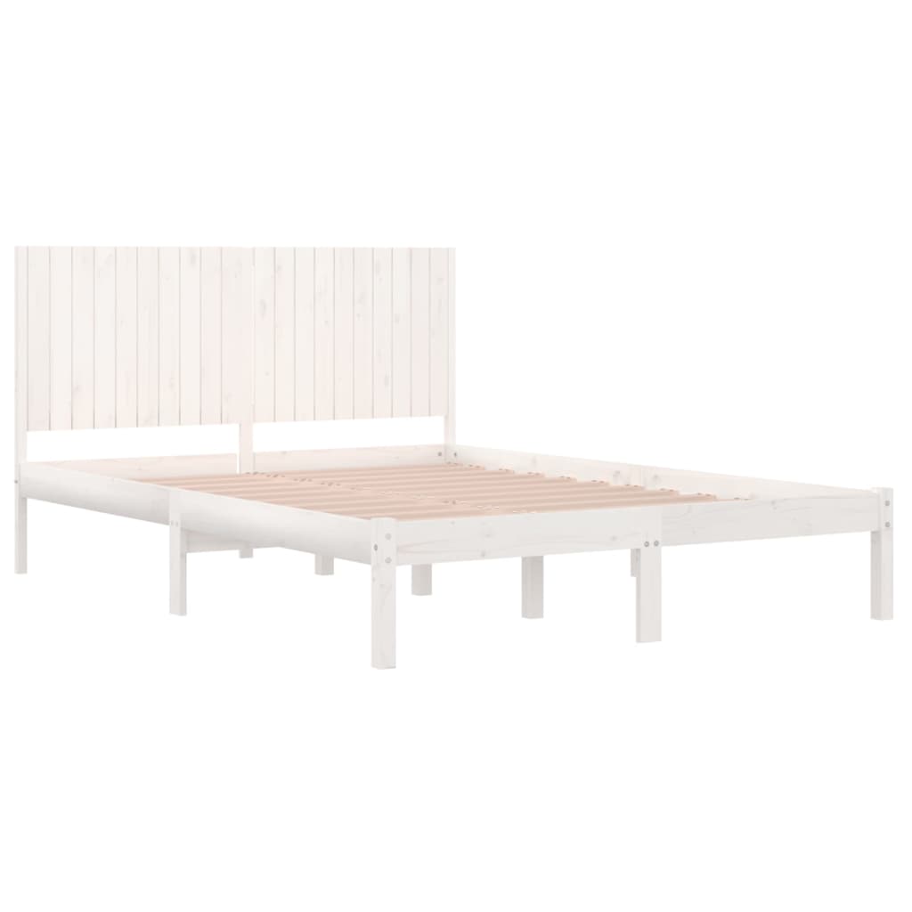 Sängynrunko valkoinen täysi mänty 200x200 cm - Sisustajankoti.fi